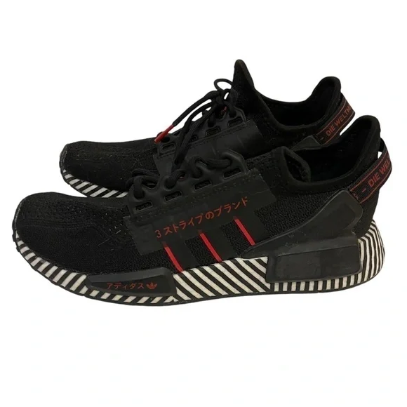 Men’s ADIDAS NMD R1 V2 Dazzle Camo Black Sneakers Shoes - Picture 1 of 8